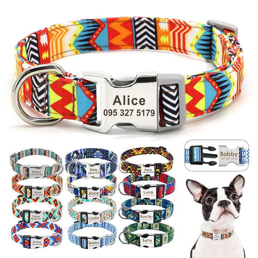 Collier de chien coloré et original, collier d'identification personnalisés, anti-perte, petits, moyens et grands chiens