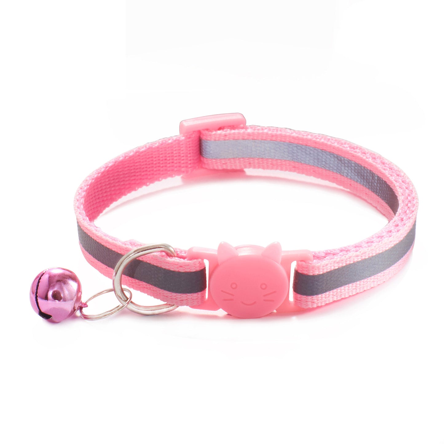 1.0 Colorful Reflective Cat Head Safety Clasp Collar Cat Collar Pet Cat Bell