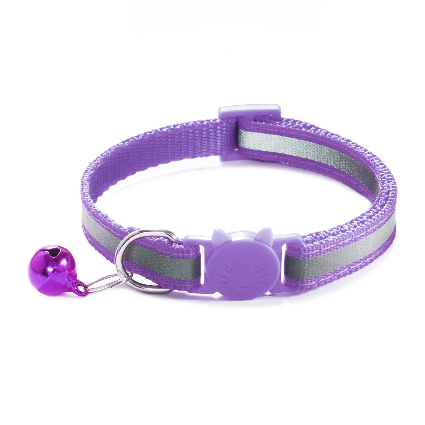 1.0 Colorful Reflective Cat Head Safety Clasp Collar Cat Collar Pet Cat Bell