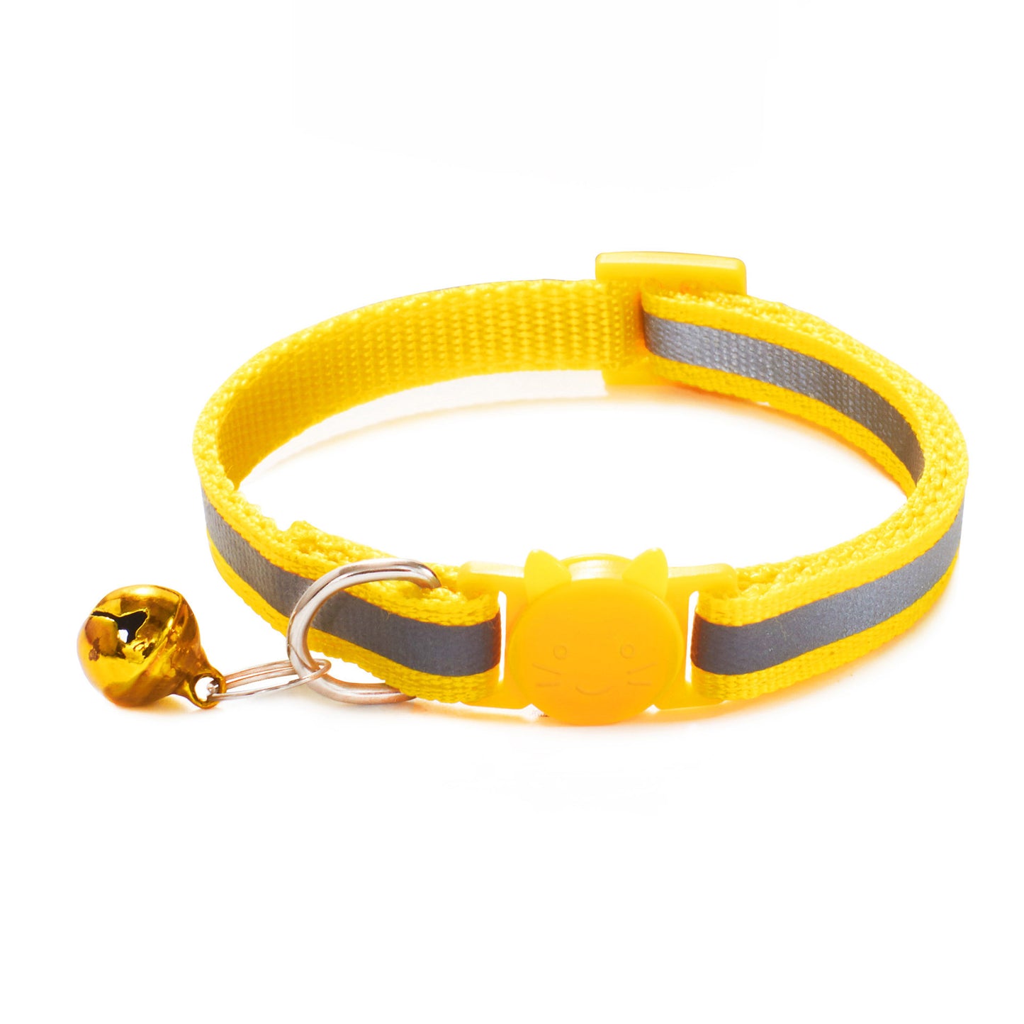 1.0 Colorful Reflective Cat Head Safety Clasp Collar Cat Collar Pet Cat Bell