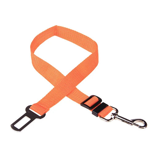 Adjustable pet seat belt, seat belt lead clip