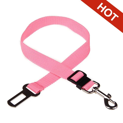 Adjustable pet seat belt, seat belt lead clip