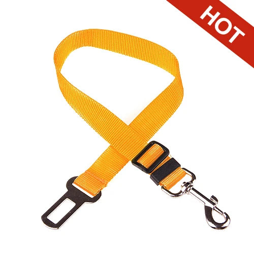 Adjustable pet seat belt, seat belt lead clip