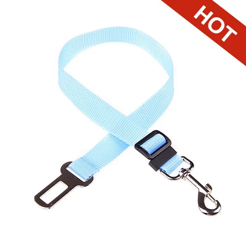 Adjustable pet seat belt, seat belt lead clip