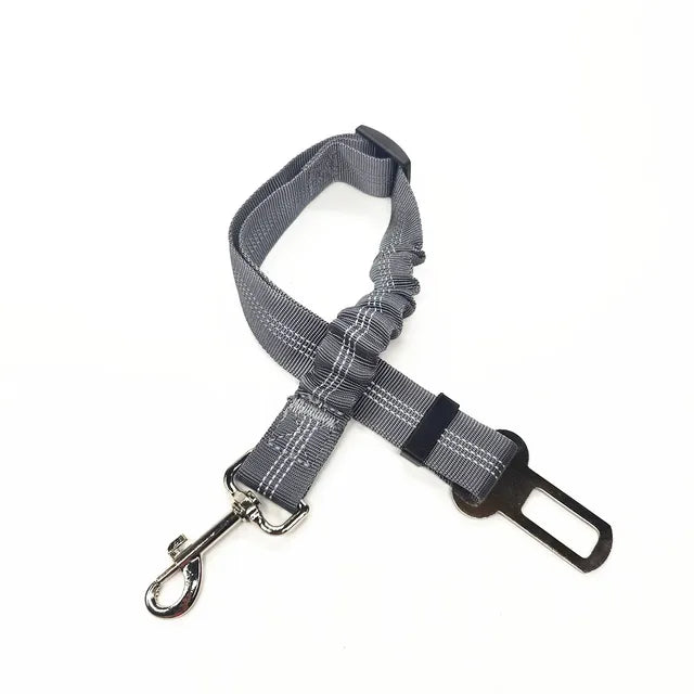 Adjustable pet seat belt, seat belt lead clip