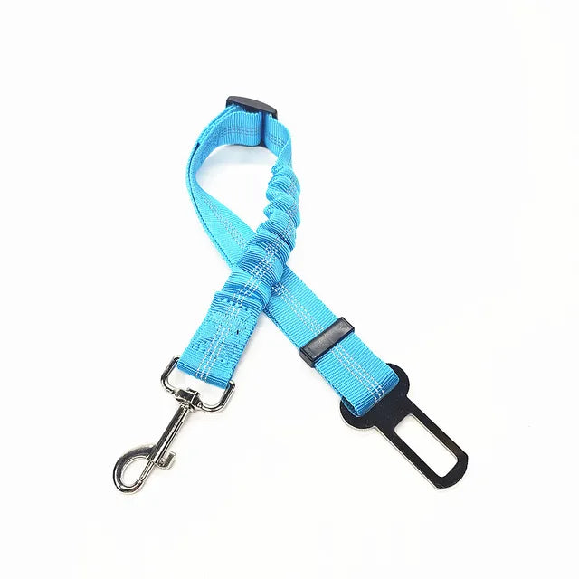 Adjustable pet seat belt, seat belt lead clip