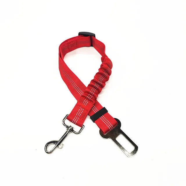 Adjustable pet seat belt, seat belt lead clip