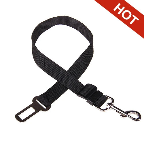 Adjustable pet seat belt, seat belt lead clip