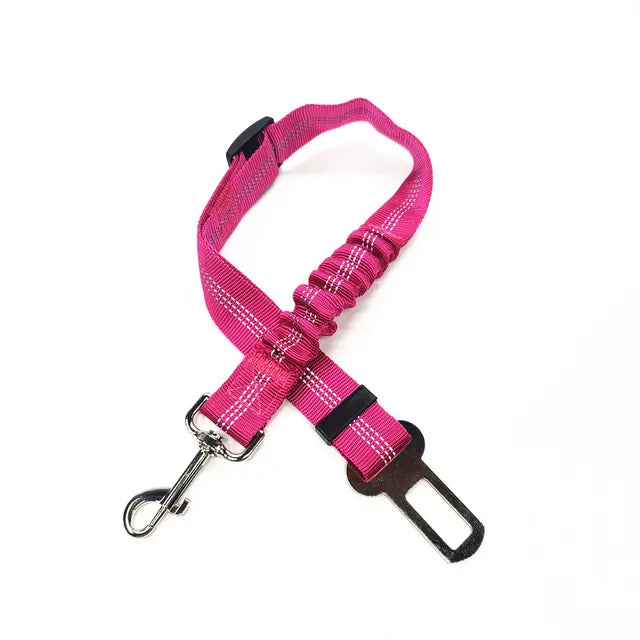 Adjustable pet seat belt, seat belt lead clip