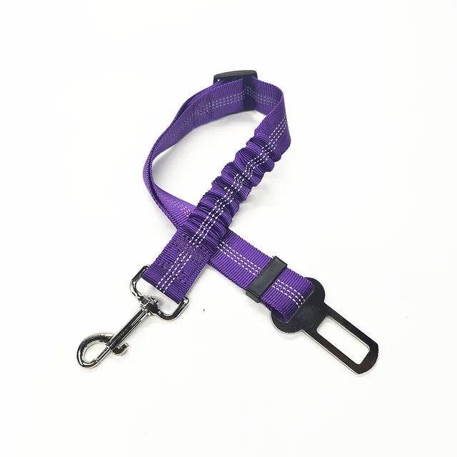 Adjustable pet seat belt, seat belt lead clip