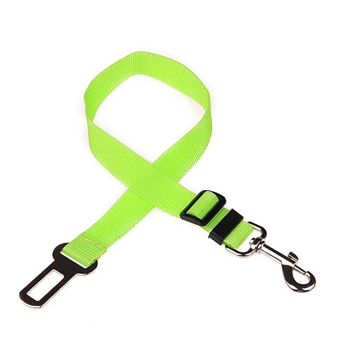 Adjustable pet seat belt, seat belt lead clip