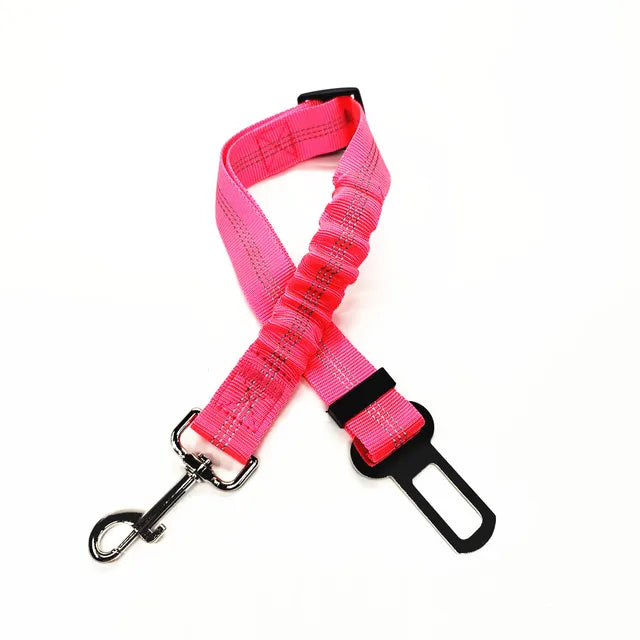 Adjustable pet seat belt, seat belt lead clip