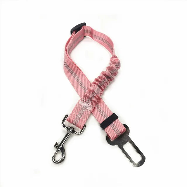 Adjustable pet seat belt, seat belt lead clip