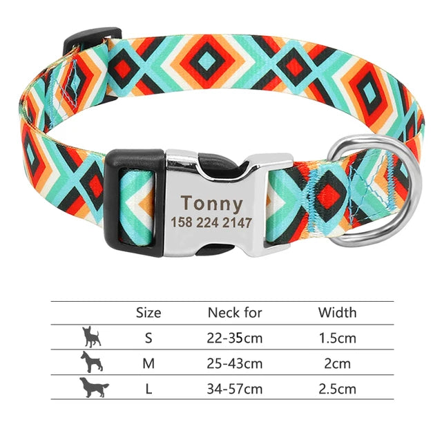 Colorful and original dog collar, personalized identification collar, small, medium and large dogs