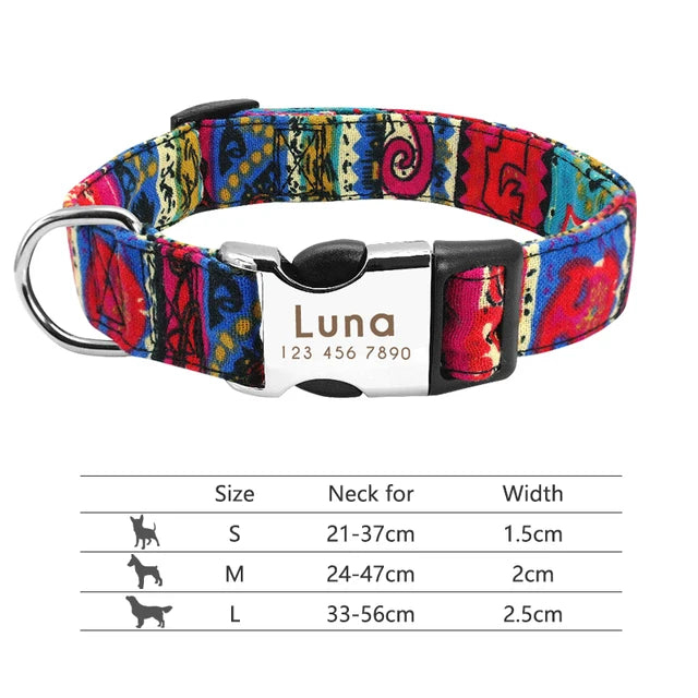 Colorful and original dog collar, personalized identification collar, small, medium and large dogs