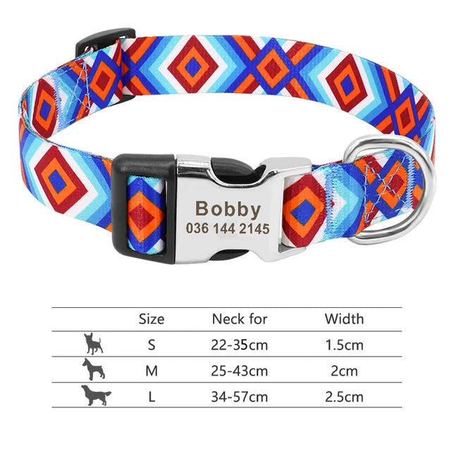 Colorful and original dog collar, personalized identification collar, small, medium and large dogs