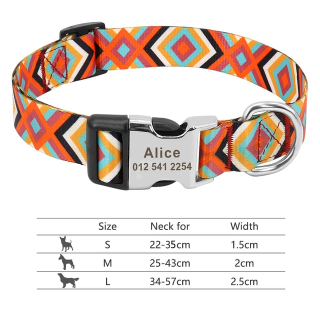 Colorful and original dog collar, personalized identification collar, small, medium and large dogs