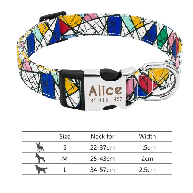 Colorful and original dog collar, personalized identification collar, small, medium and large dogs