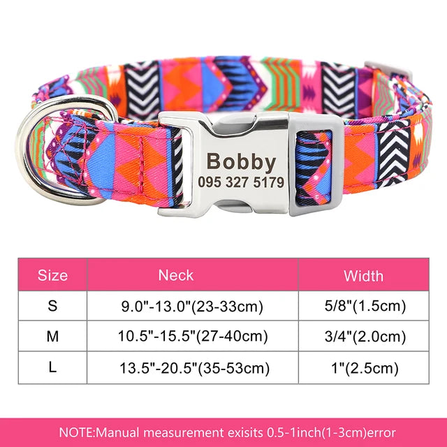 Colorful and original dog collar, personalized identification collar, small, medium and large dogs