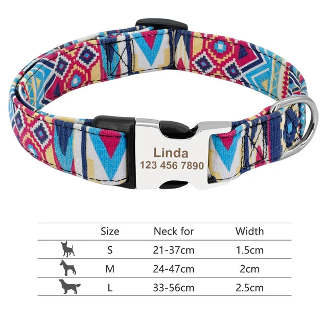 Colorful and original dog collar, personalized identification collar, small, medium and large dogs