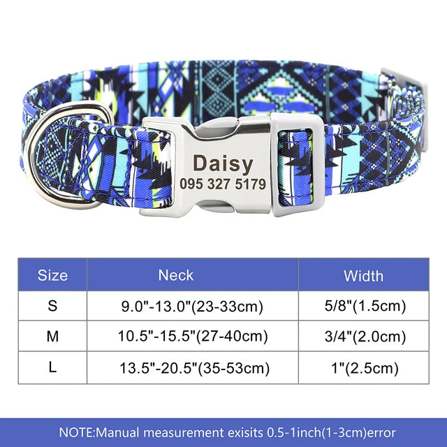 Colorful and original dog collar, personalized identification collar, small, medium and large dogs