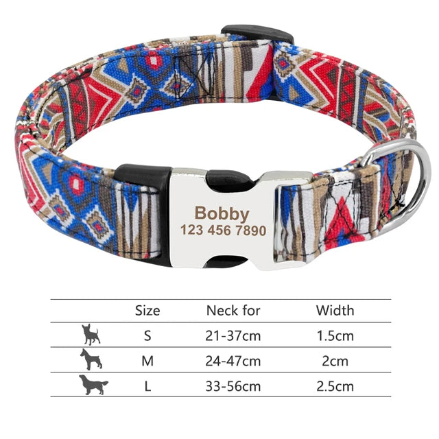 Colorful and original dog collar, personalized identification collar, small, medium and large dogs