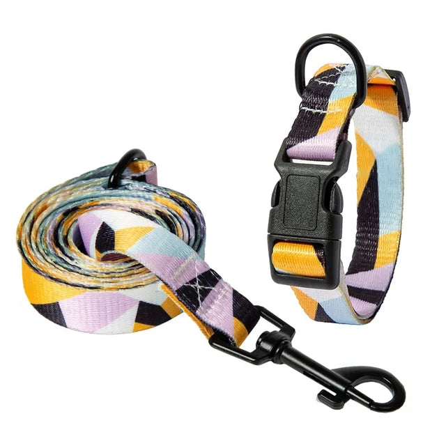 Dog collar and leash set, chic &amp; bohemian style