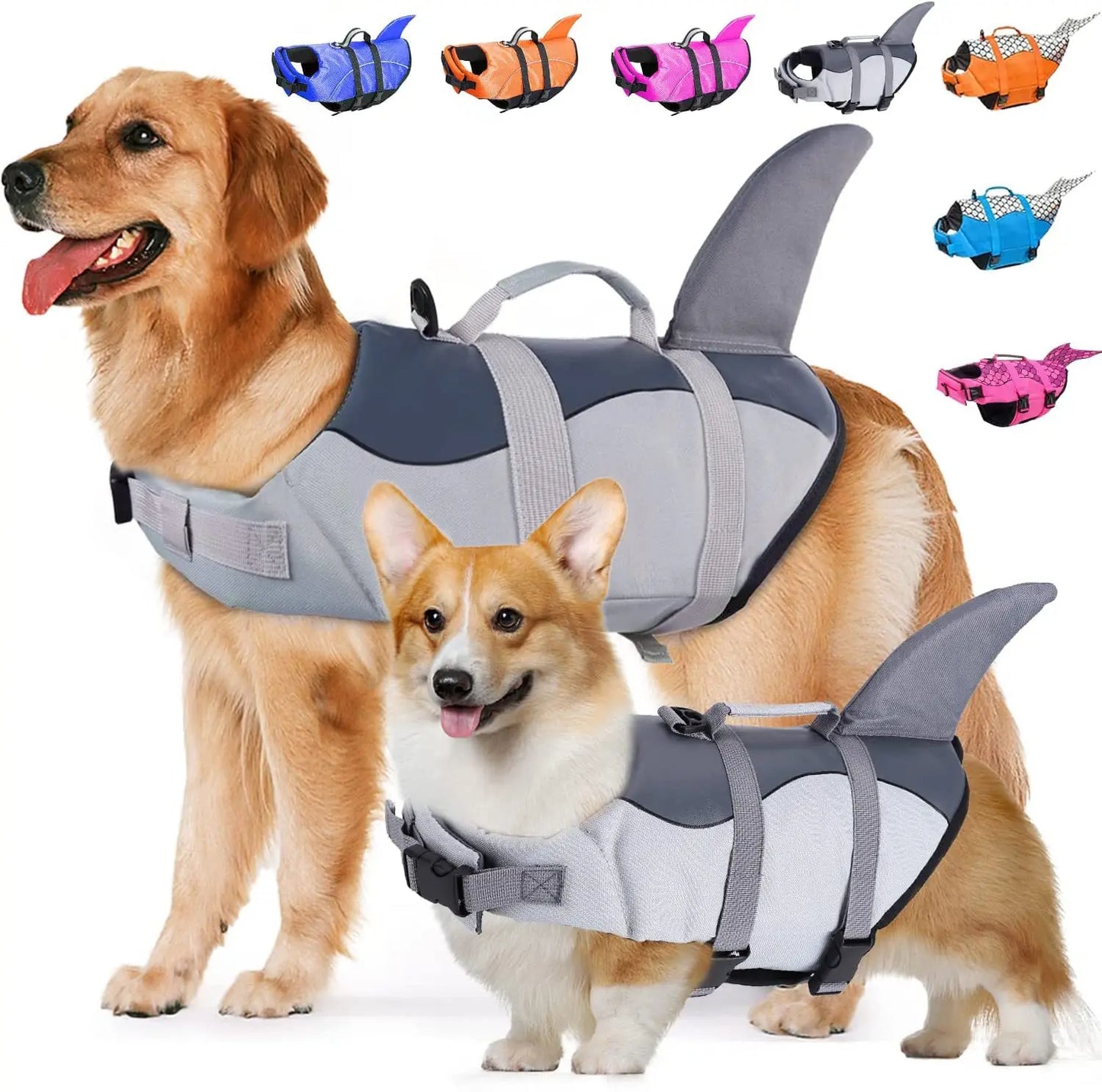 Pet Dog Life Jacket Summer Swimming Clothes Rescue Collar SFP Camsalomon Blue Shark Po 